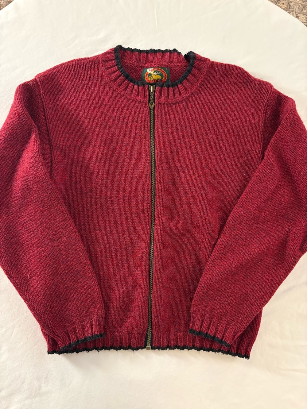 Vintage Alps 85% Wool Burgundy Zip Cardigan Sweater Women’s Small